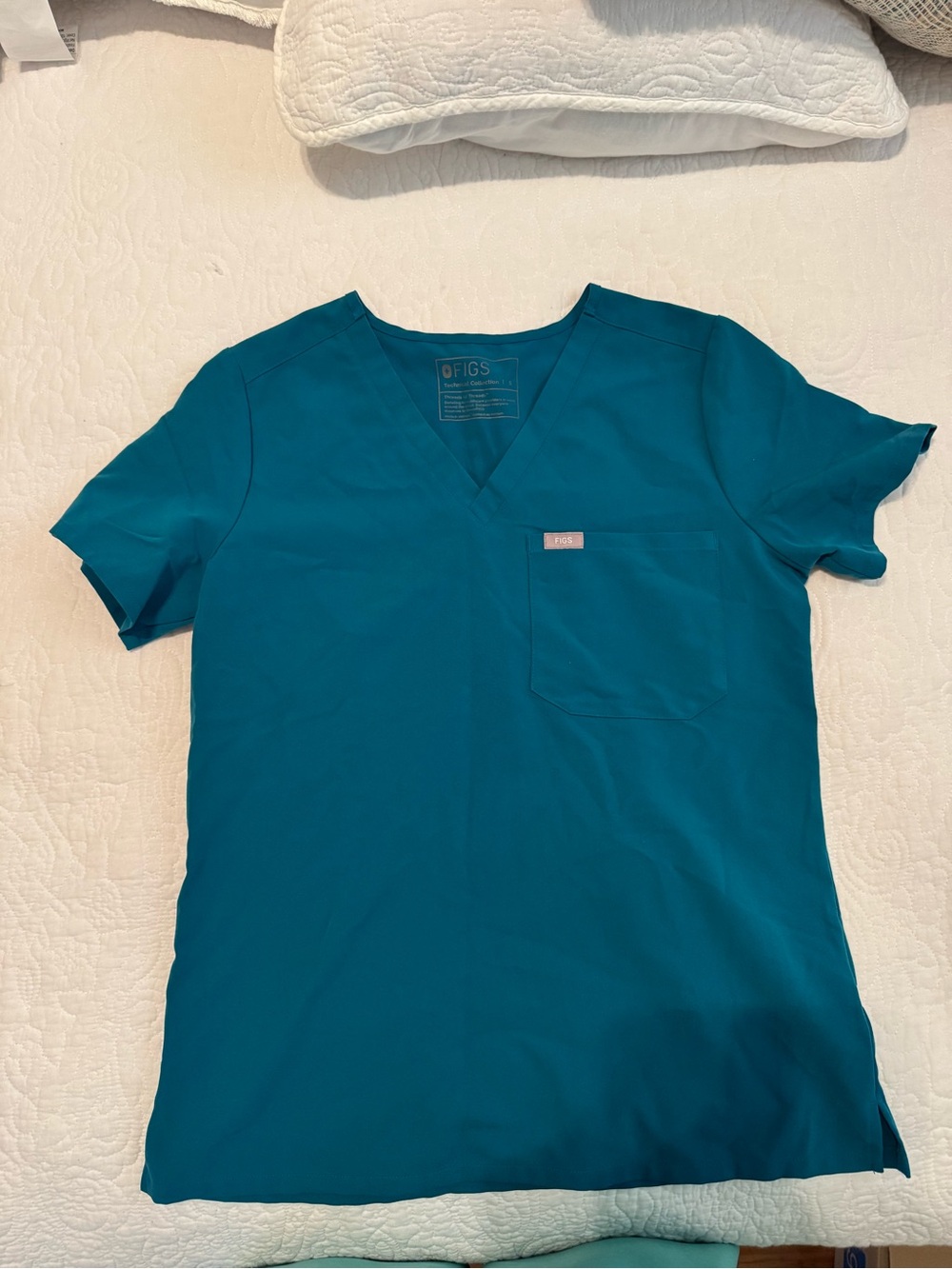 Figs Pacific Blue Catarina Scrub Top. Size Small